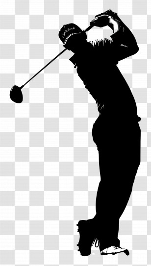 Golf Man Silhouette - Golfer Silhouette In Action Transparent PNG