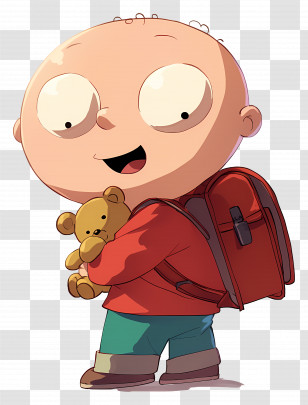 Stewie Griffin - Cartoon Child With Teddy Bear Transparent PNG