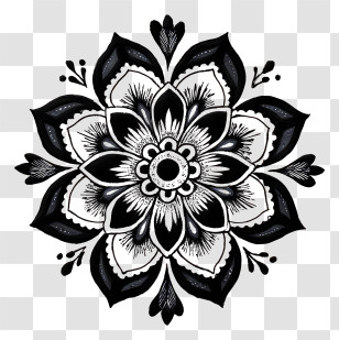 Mandala - Black And White Mandala Design Transparent PNG