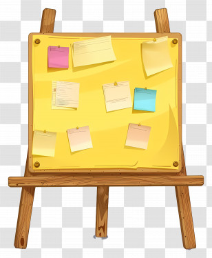 Board - Yellow Notice Board With Sticky Notes Transparent PNG