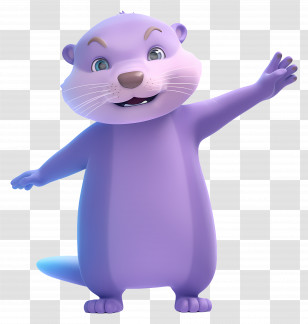 Purple Otter - Purple Cartoon Otter Waving Transparent PNG