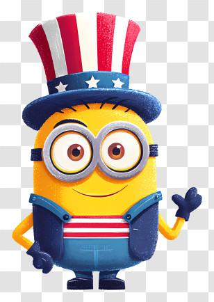 4th Of July Minion - Cartoon Character With Patriotic Hat Transparent PNG