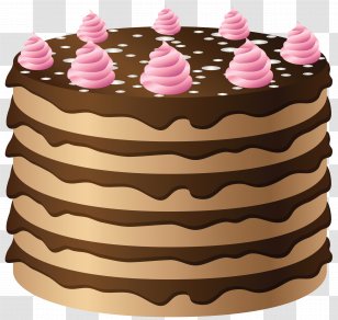 Chocolate Cake Icing Birthday Clip Art - Whipped Cream - With Pink Clipart Transparent PNG