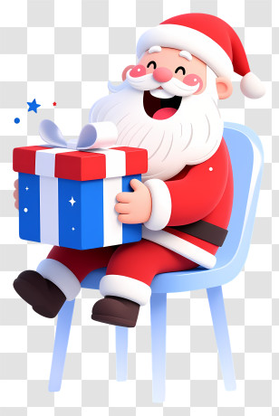 Santa Claus Wearing Patriotic Outfit - Cheerful Santa With Gift Transparent PNG