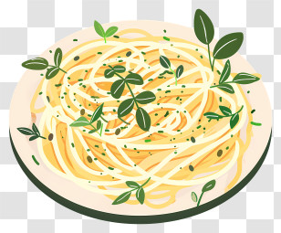 Spaghetti - Delicious Plate Of Spaghetti With Herbs Transparent PNG