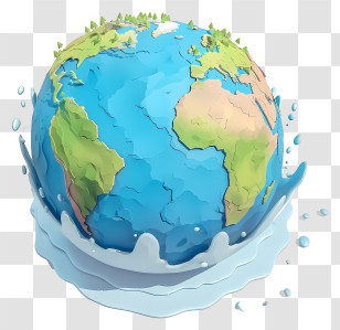 World Water Day - Earth Globe Splashing With Water Illustration Transparent PNG