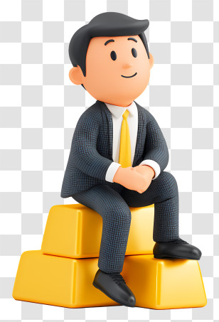 Businessman Sitting Gold Bars - Businessman Sitting On Gold Bars Transparent PNG