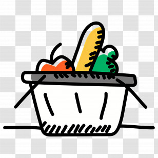 Food Donation - Grocery Basket With Food Items Transparent PNG