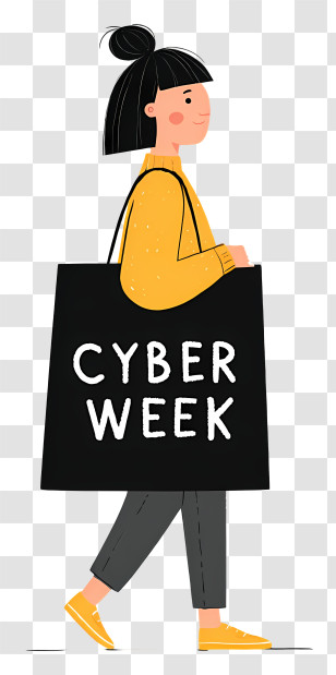 Cyber Week Shopping Bag - Cyber Week Shopper Illustration Transparent PNG