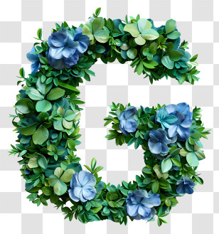 Letter G - Floral Letter G With Green Flowers Transparent PNG
