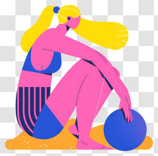 Beach Volleyball - Colorful Woman With Exercise Ball Transparent PNG
