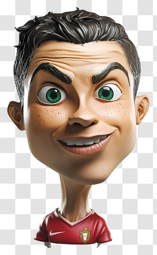 Cristiano Ronaldo - Funny Caricature Head In Soccer Jersey Transparent PNG
