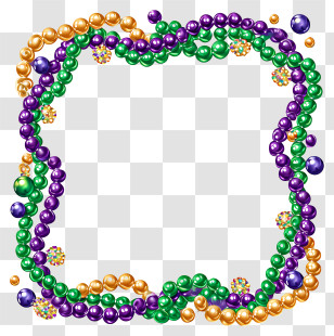 Mardi Gras Beads - Colorful Beads Frame For Mardi Gras Transparent PNG
