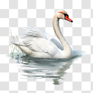 Swan - Elegant White Swan Gliding On Water Transparent PNG