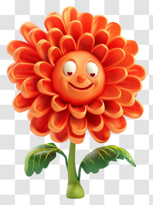 3d Cartoon Flowers - Smiling Orange Cartoon Flower Illustration Transparent PNG
