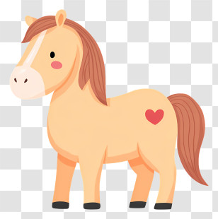 Kawaii Horse - Cute Cartoon Pony With Heart Transparent PNG