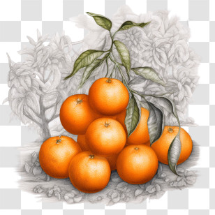 Mandarins - Fresh Oranges With Leaves Transparent PNG