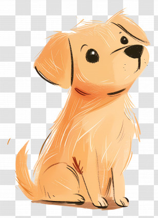 Doodle Dog - Cute Yellow Cartoon Dog Illustration Transparent PNG