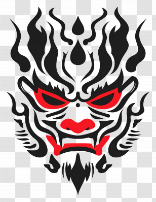 Dragon - Fierce Demon Mask Design Transparent PNG