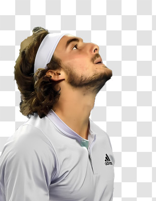 Tsitsipas - Person In White Sportswear Looking Up Transparent PNG