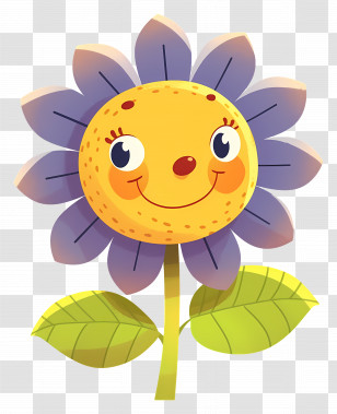 Cartoon Flower - Smiling Cartoon Flower Transparent PNG