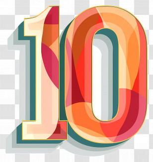 Number 10 - Colorful Decorative Number Ten Illustration Transparent PNG