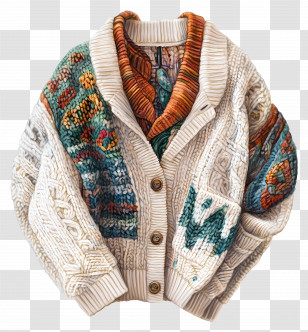 Cardigan - Abstract Knit Cardigan Transparent PNG