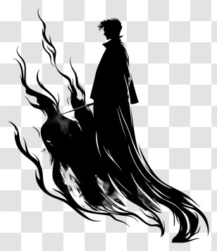 Harry Potter Silhouette - Silhouette Character With Flames Transparent PNG