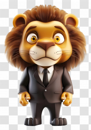 Lion Cartoon - Cartoon Lion Character In A Formal Suit Transparent PNG