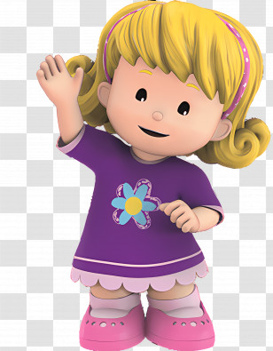 Little People - Cartoon Girl Character In Purple Dress Transparent PNG