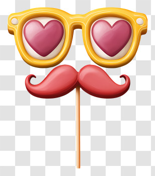 Birthday Photo Booth Prop - Heart Glasses And Mustache Prop Transparent PNG