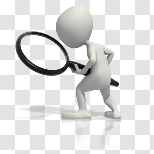Stick Figure - 3D Figure Looking Through Magnifying Glass Transparent PNG