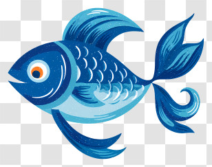 Fish Icon - Vibrant Blue Fish Illustration Transparent PNG