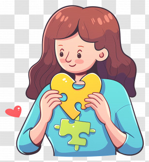 Woman Holding Puzzle Piece - Girl Holding Puzzle Heart Transparent PNG
