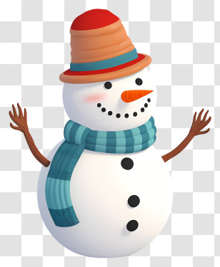 Snowman - Holiday Snowman With Scarf And Hat Transparent PNG