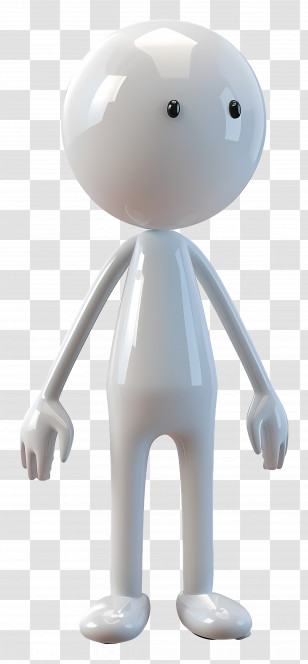 Stick Figure - 3D White Stick Figure Cartoon Character Transparent PNG