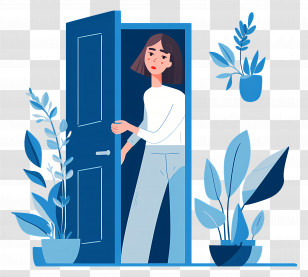 Open The Door - Woman Entering Through Door Transparent PNG