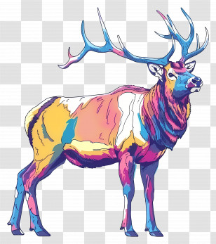 Elk - Colorful Elk Illustration Transparent PNG