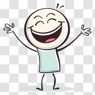 Happy Stick Figure - Excited Smiling Stick Figure Cartoon Transparent PNG