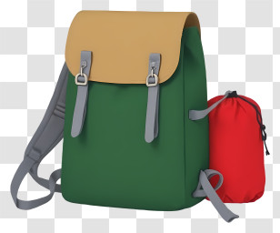 Camping Backpack - Green Backpack With Red Bag Transparent PNG