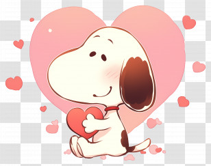 Snoopy Love - Cute Cartoon Dog Holding A Heart Transparent PNG