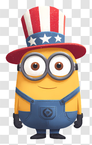 4th Of July Minion - Cartoon Character With Patriotic Hat Transparent PNG
