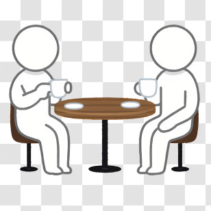 Icon - Two People Drinking Coffee At A Table Transparent PNG