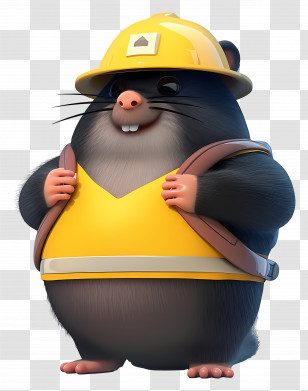 Cute Cartoon Moles - Black Mole In Construction Gear Transparent PNG