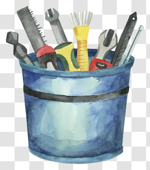 Tools - Blue Bucket Filled With Tools Transparent PNG