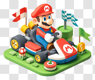 Mario Kart - Mario Racing In Kart Transparent PNG