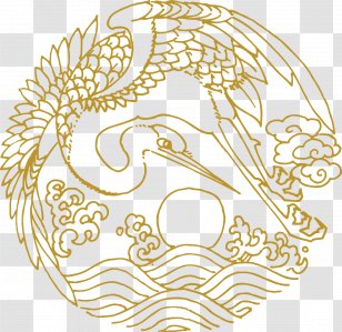 Denim Crane Symbol Jacket - Line Art - Gold Line,frame,Moire Transparent PNG