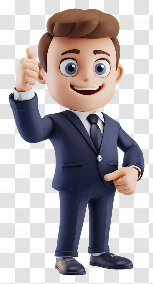 3d Businessman Thumbs Up - Cartoon Businessman Giving Thumbs Up Transparent PNG
