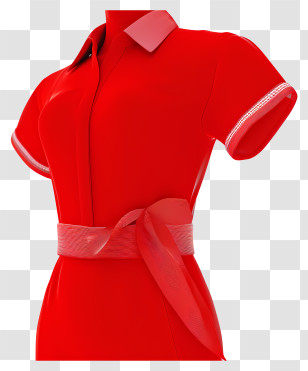 Realistic 3d Wear Red Day - Elegant Red Dress With Belt Transparent PNG