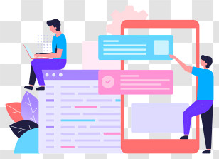 Remote Work - Collaborative Application Design Illustration Transparent PNG